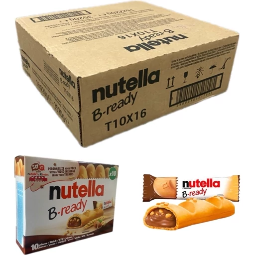 بیسکویت شکلاتی نوتلا بی ردی nutella B ready بسته 10 عددی کارتن عمده 16 تایی